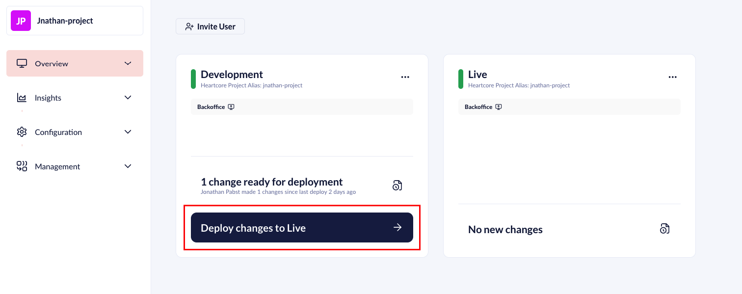 Deploy to Live
